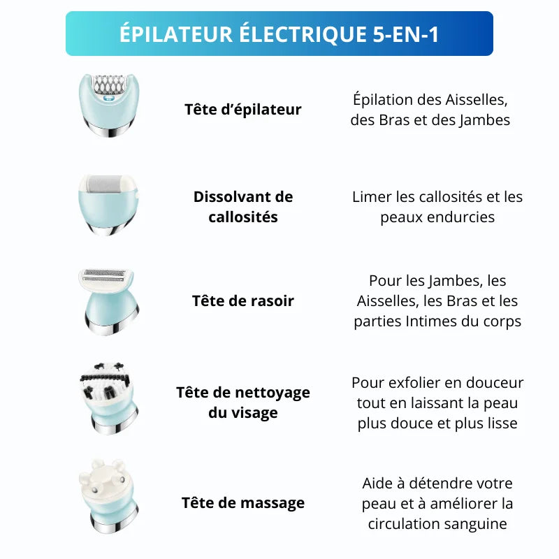 Épilateur Électrique 5-En-1