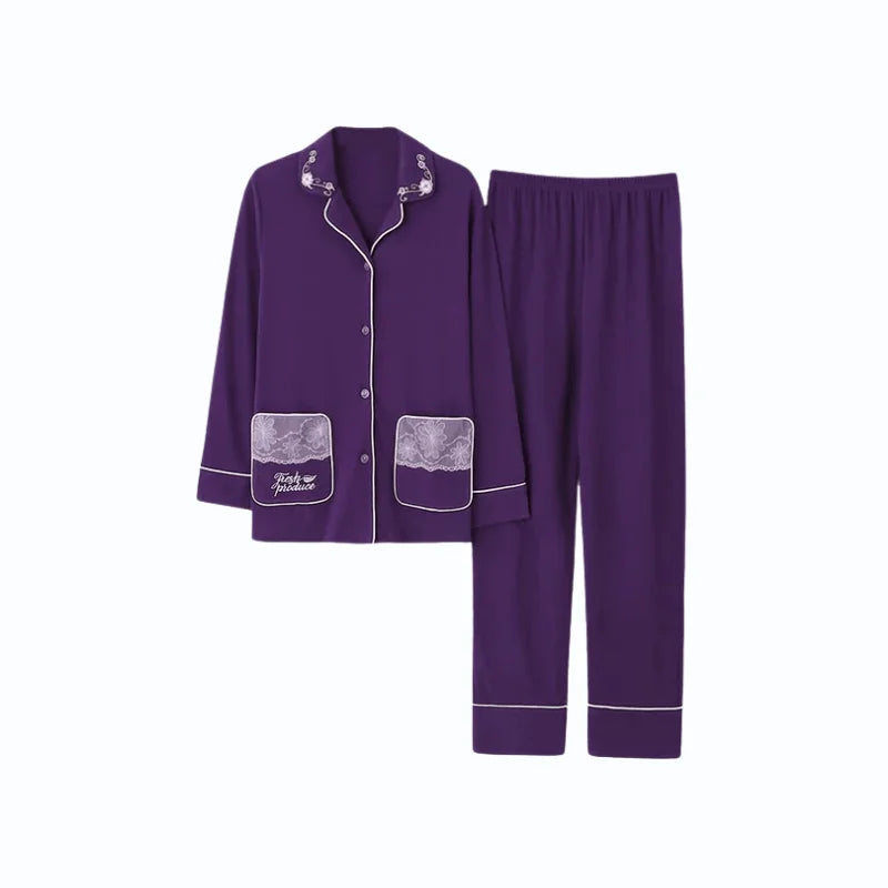 Pyjama Chic Avec Dentelle Femme