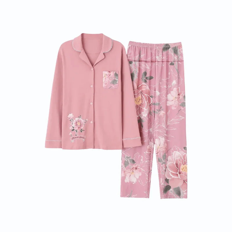 Pyjama Fleuri Coton Femme [2 Pièces]