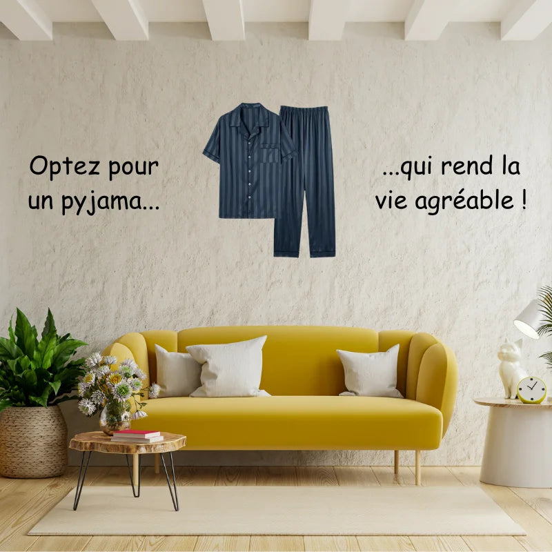 Pyjama Rayures Homme En Satin [2 Pièces]